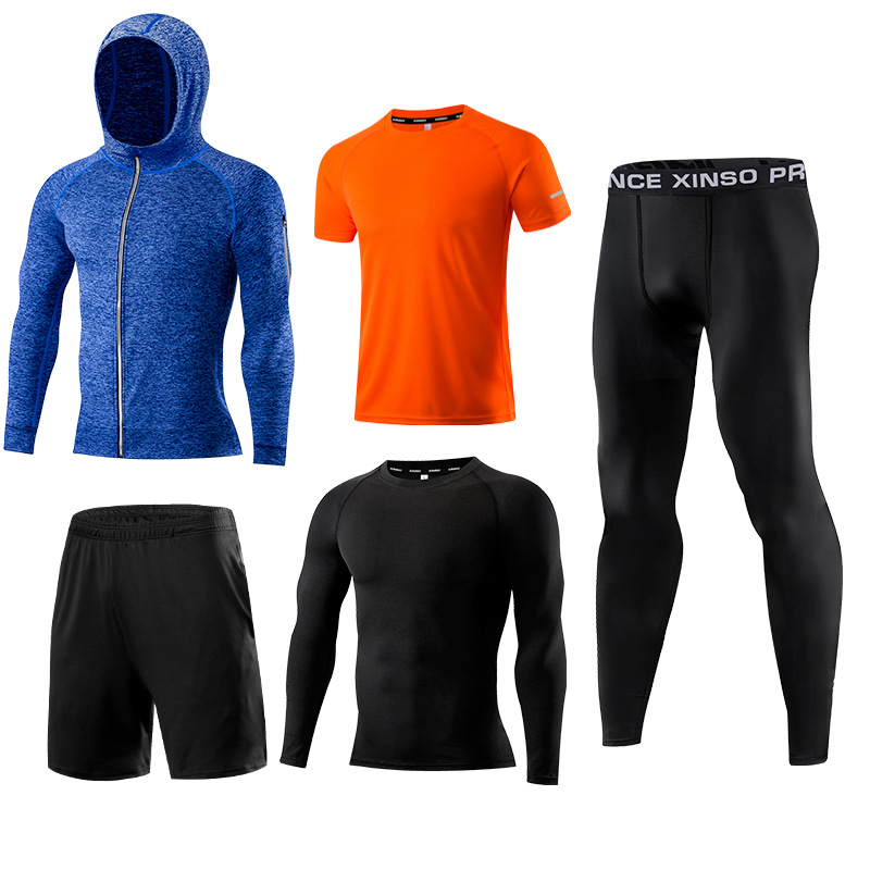 Running Gear Quick Dry - 5点セット メンズ フィットネスウェア セット 速乾 ジム