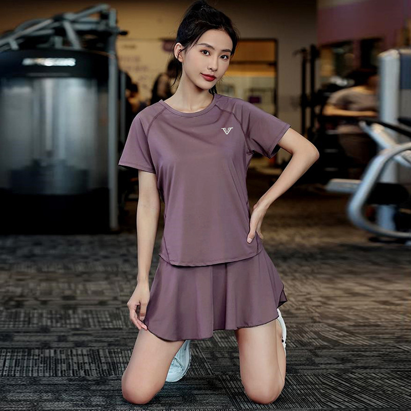 女性用ランニングスーツ半袖メッシュ電話ポケットプリーツスコー - Running Gear Quick Dry のレビューと価格
