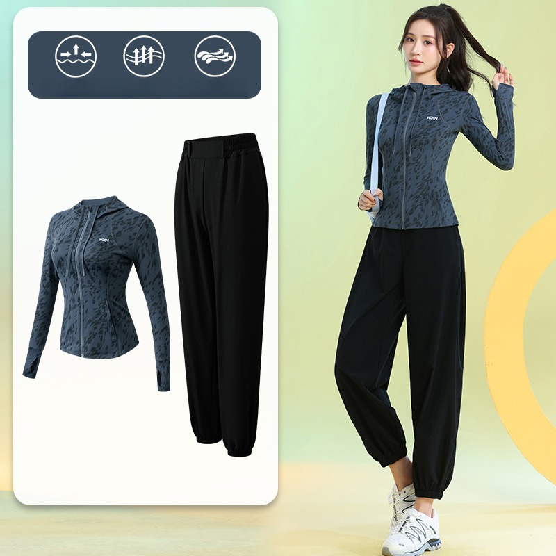 女性用ランニングスーツ長袖花柄ジップパーカージョガーパンツ速 - Running Gear For のレビューと価格